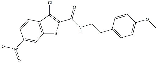 3-chloro-6-nitro-N-[2-(4-methoxyphenyl)ethyl]-1-benzothiophene-2-carboxamide 结构式