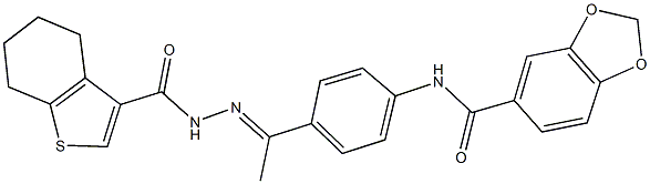 N-{4-[N-(4,5,6,7-tetrahydro-1-benzothien-3-ylcarbonyl)ethanehydrazonoyl]phenyl}-1,3-benzodioxole-5-carboxamide 结构式