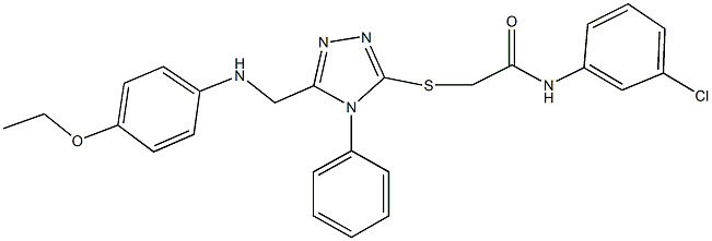 N-(3-chlorophenyl)-2-({5-[(4-ethoxyanilino)methyl]-4-phenyl-4H-1,2,4-triazol-3-yl}sulfanyl)acetamide 结构式