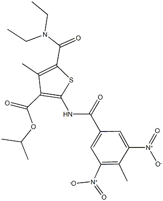 isopropyl 2-({3,5-bisnitro-4-methylbenzoyl}amino)-5-[(diethylamino)carbonyl]-4-methyl-3-thiophenecarboxylate 结构式