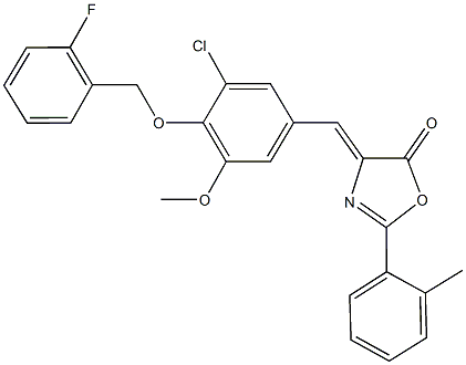 4-{3-chloro-4-[(2-fluorobenzyl)oxy]-5-methoxybenzylidene}-2-(2-methylphenyl)-1,3-oxazol-5(4H)-one 结构式