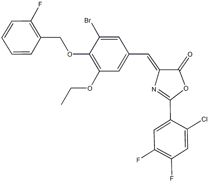 4-{3-bromo-5-ethoxy-4-[(2-fluorobenzyl)oxy]benzylidene}-2-(2-chloro-4,5-difluorophenyl)-1,3-oxazol-5(4H)-one 结构式