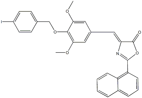 4-{4-[(4-iodobenzyl)oxy]-3,5-dimethoxybenzylidene}-2-(1-naphthyl)-1,3-oxazol-5(4H)-one 结构式