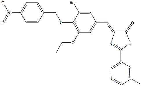 4-[3-bromo-5-ethoxy-4-({4-nitrobenzyl}oxy)benzylidene]-2-(3-methylphenyl)-1,3-oxazol-5(4H)-one 结构式