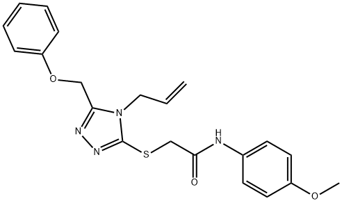 2-{[4-allyl-5-(phenoxymethyl)-4H-1,2,4-triazol-3-yl]sulfanyl}-N-(4-methoxyphenyl)acetamide 结构式