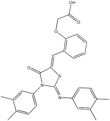 [2-({3-(3,4-dimethylphenyl)-2-[(3,4-dimethylphenyl)imino]-4-oxo-1,3-thiazolidin-5-ylidene}methyl)phenoxy]acetic acid 结构式