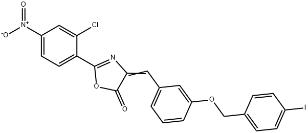 2-{2-chloro-4-nitrophenyl}-4-{3-[(4-iodobenzyl)oxy]benzylidene}-1,3-oxazol-5(4H)-one 结构式