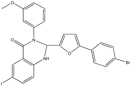 2-[5-(4-bromophenyl)-2-furyl]-6-iodo-3-(3-methoxyphenyl)-2,3-dihydro-4(1H)-quinazolinone 结构式