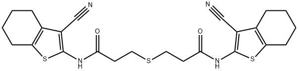 N-(3-cyano-4,5,6,7-tetrahydro-1-benzothien-2-yl)-3-({3-[(3-cyano-4,5,6,7-tetrahydro-1-benzothien-2-yl)amino]-3-oxopropyl}sulfanyl)propanamide 结构式