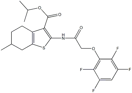 isopropyl 6-methyl-2-{[(2,3,5,6-tetrafluorophenoxy)acetyl]amino}-4,5,6,7-tetrahydro-1-benzothiophene-3-carboxylate 结构式