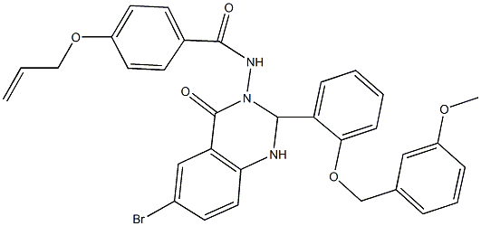 4-(allyloxy)-N-(6-bromo-2-{2-[(3-methoxybenzyl)oxy]phenyl}-4-oxo-1,4-dihydro-3(2H)-quinazolinyl)benzamide 结构式
