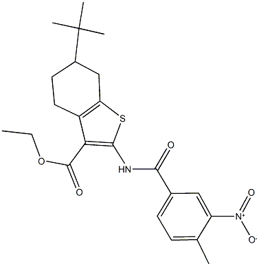 ethyl 6-tert-butyl-2-({3-nitro-4-methylbenzoyl}amino)-4,5,6,7-tetrahydro-1-benzothiophene-3-carboxylate 结构式