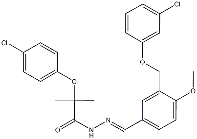 2-(4-chlorophenoxy)-N'-{3-[(3-chlorophenoxy)methyl]-4-methoxybenzylidene}-2-methylpropanohydrazide 结构式