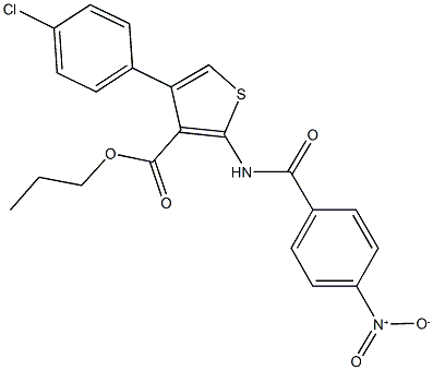 propyl 4-(4-chlorophenyl)-2-({4-nitrobenzoyl}amino)-3-thiophenecarboxylate 结构式