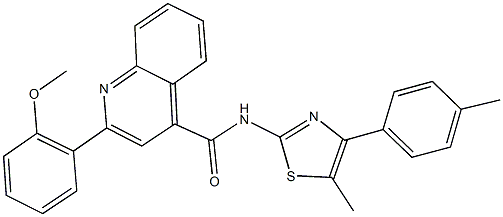 2-(2-methoxyphenyl)-N-[5-methyl-4-(4-methylphenyl)-1,3-thiazol-2-yl]-4-quinolinecarboxamide 结构式
