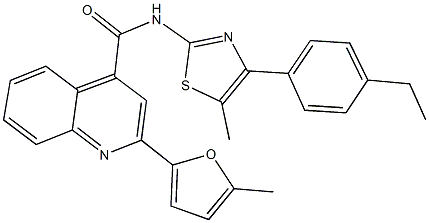 N-[4-(4-ethylphenyl)-5-methyl-1,3-thiazol-2-yl]-2-(5-methyl-2-furyl)-4-quinolinecarboxamide 结构式