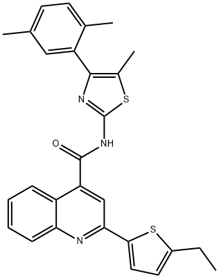 N-[4-(2,5-dimethylphenyl)-5-methyl-1,3-thiazol-2-yl]-2-(5-ethyl-2-thienyl)-4-quinolinecarboxamide 结构式