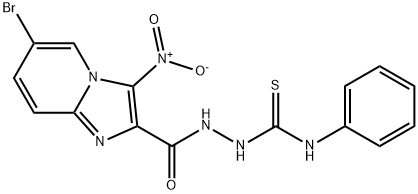 2-({6-bromo-3-nitroimidazo[1,2-a]pyridin-2-yl}carbonyl)-N-phenylhydrazinecarbothioamide 结构式