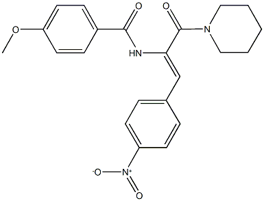 N-[2-{4-nitrophenyl}-1-(1-piperidinylcarbonyl)vinyl]-4-methoxybenzamide 结构式