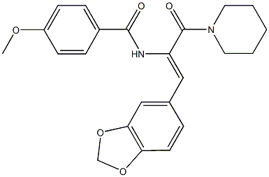 N-[2-(1,3-benzodioxol-5-yl)-1-(1-piperidinylcarbonyl)vinyl]-4-methoxybenzamide 结构式