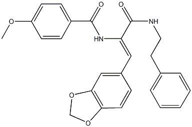 N-(2-(1,3-benzodioxol-5-yl)-1-{[(2-phenylethyl)amino]carbonyl}vinyl)-4-methoxybenzamide 结构式