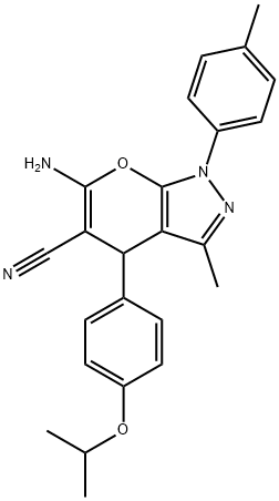6-amino-3-methyl-4-{4-[(1-methylethyl)oxy]phenyl}-1-(4-methylphenyl)-1,4-dihydropyrano[2,3-c]pyrazole-5-carbonitrile 结构式