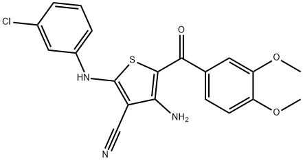 4-amino-2-(3-chloroanilino)-5-(3,4-dimethoxybenzoyl)-3-thiophenecarbonitrile 结构式