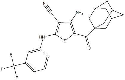 4-amino-5-(tricyclo[3.3.1.1~3,7~]dec-1-ylcarbonyl)-2-{[3-(trifluoromethyl)phenyl]amino}thiophene-3-carbonitrile 结构式