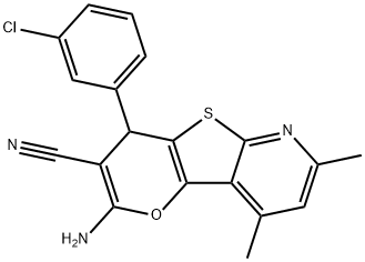 2-amino-4-(3-chlorophenyl)-7,9-dimethyl-4H-pyrano[2',3':4,5]thieno[2,3-b]pyridine-3-carbonitrile 结构式