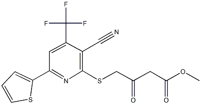 methyl 4-{[3-cyano-6-(2-thienyl)-4-(trifluoromethyl)-2-pyridinyl]sulfanyl}-3-oxobutanoate 结构式