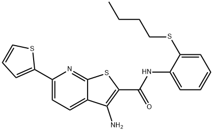 3-amino-N-[2-(butylsulfanyl)phenyl]-6-(2-thienyl)thieno[2,3-b]pyridine-2-carboxamide 结构式