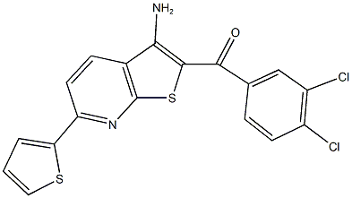 [3-amino-6-(2-thienyl)thieno[2,3-b]pyridin-2-yl](3,4-dichlorophenyl)methanone 结构式