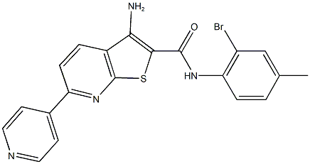 3-amino-N-(2-bromo-4-methylphenyl)-6-(4-pyridinyl)thieno[2,3-b]pyridine-2-carboxamide 结构式