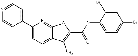 3-amino-N-(2,4-dibromophenyl)-6-(4-pyridinyl)thieno[2,3-b]pyridine-2-carboxamide 结构式