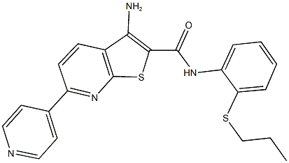 3-amino-N-[2-(propylsulfanyl)phenyl]-6-(4-pyridinyl)thieno[2,3-b]pyridine-2-carboxamide 结构式