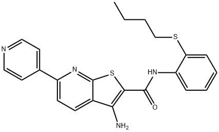 3-amino-N-[2-(butylsulfanyl)phenyl]-6-(4-pyridinyl)thieno[2,3-b]pyridine-2-carboxamide 结构式