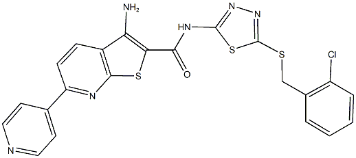 3-amino-N-{5-[(2-chlorobenzyl)sulfanyl]-1,3,4-thiadiazol-2-yl}-6-(4-pyridinyl)thieno[2,3-b]pyridine-2-carboxamide 结构式