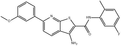 3-amino-N-(5-fluoro-2-methylphenyl)-6-(3-methoxyphenyl)thieno[2,3-b]pyridine-2-carboxamide 结构式