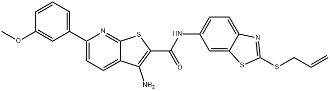 N-[2-(allylsulfanyl)-1,3-benzothiazol-6-yl]-3-amino-6-(3-methoxyphenyl)thieno[2,3-b]pyridine-2-carboxamide 结构式