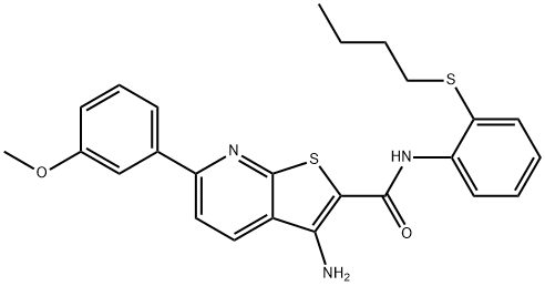 3-amino-N-[2-(butylsulfanyl)phenyl]-6-(3-methoxyphenyl)thieno[2,3-b]pyridine-2-carboxamide 结构式