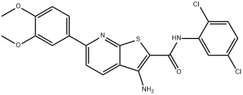 3-amino-N-(2,5-dichlorophenyl)-6-(3,4-dimethoxyphenyl)thieno[2,3-b]pyridine-2-carboxamide 结构式