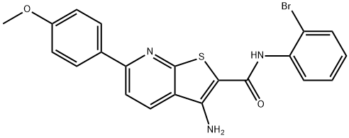 3-amino-N-(2-bromophenyl)-6-(4-methoxyphenyl)thieno[2,3-b]pyridine-2-carboxamide 结构式