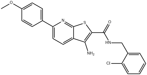 3-amino-N-(2-chlorobenzyl)-6-(4-methoxyphenyl)thieno[2,3-b]pyridine-2-carboxamide 结构式