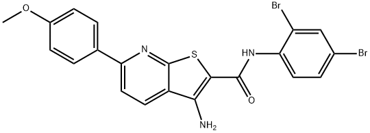 3-amino-N-(2,4-dibromophenyl)-6-(4-methoxyphenyl)thieno[2,3-b]pyridine-2-carboxamide 结构式