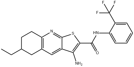 3-amino-6-ethyl-N-[2-(trifluoromethyl)phenyl]-5,6,7,8-tetrahydrothieno[2,3-b]quinoline-2-carboxamide 结构式