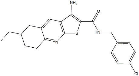 3-amino-N-(4-chlorobenzyl)-6-ethyl-5,6,7,8-tetrahydrothieno[2,3-b]quinoline-2-carboxamide 结构式