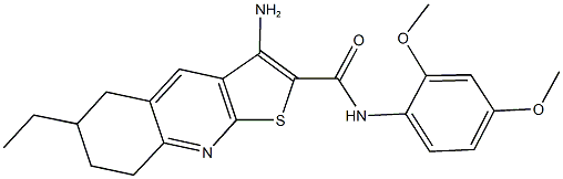 3-amino-N-(2,4-dimethoxyphenyl)-6-ethyl-5,6,7,8-tetrahydrothieno[2,3-b]quinoline-2-carboxamide 结构式