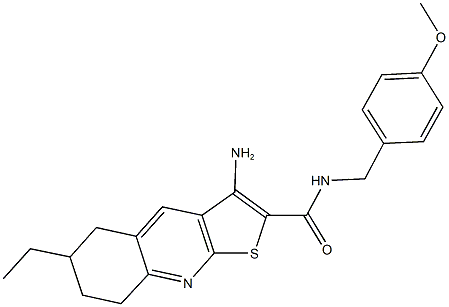 3-amino-6-ethyl-N-(4-methoxybenzyl)-5,6,7,8-tetrahydrothieno[2,3-b]quinoline-2-carboxamide 结构式