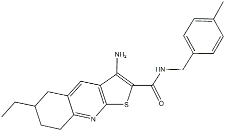 3-amino-6-ethyl-N-(4-methylbenzyl)-5,6,7,8-tetrahydrothieno[2,3-b]quinoline-2-carboxamide 结构式