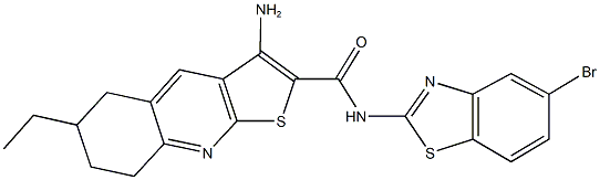 3-amino-N-(5-bromo-1,3-benzothiazol-2-yl)-6-ethyl-5,6,7,8-tetrahydrothieno[2,3-b]quinoline-2-carboxamide 结构式
